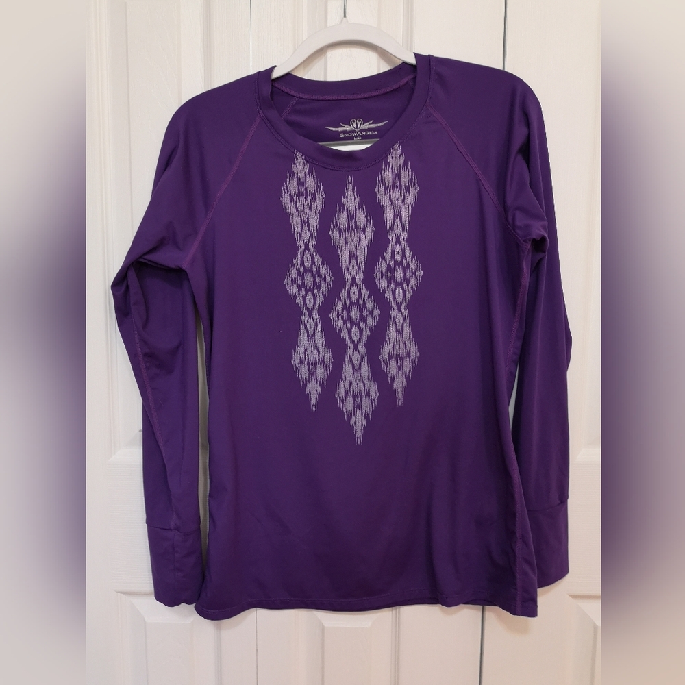 Snow Angel Women's Purple Patterned Base Layer Long Sleeve Top Size L
